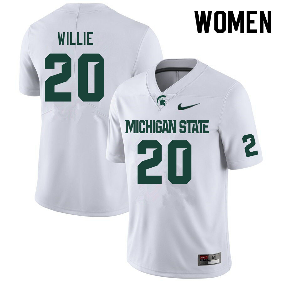 Women #20 Ade Willie Michigan State Spartans College Football Jerseys Sale-White